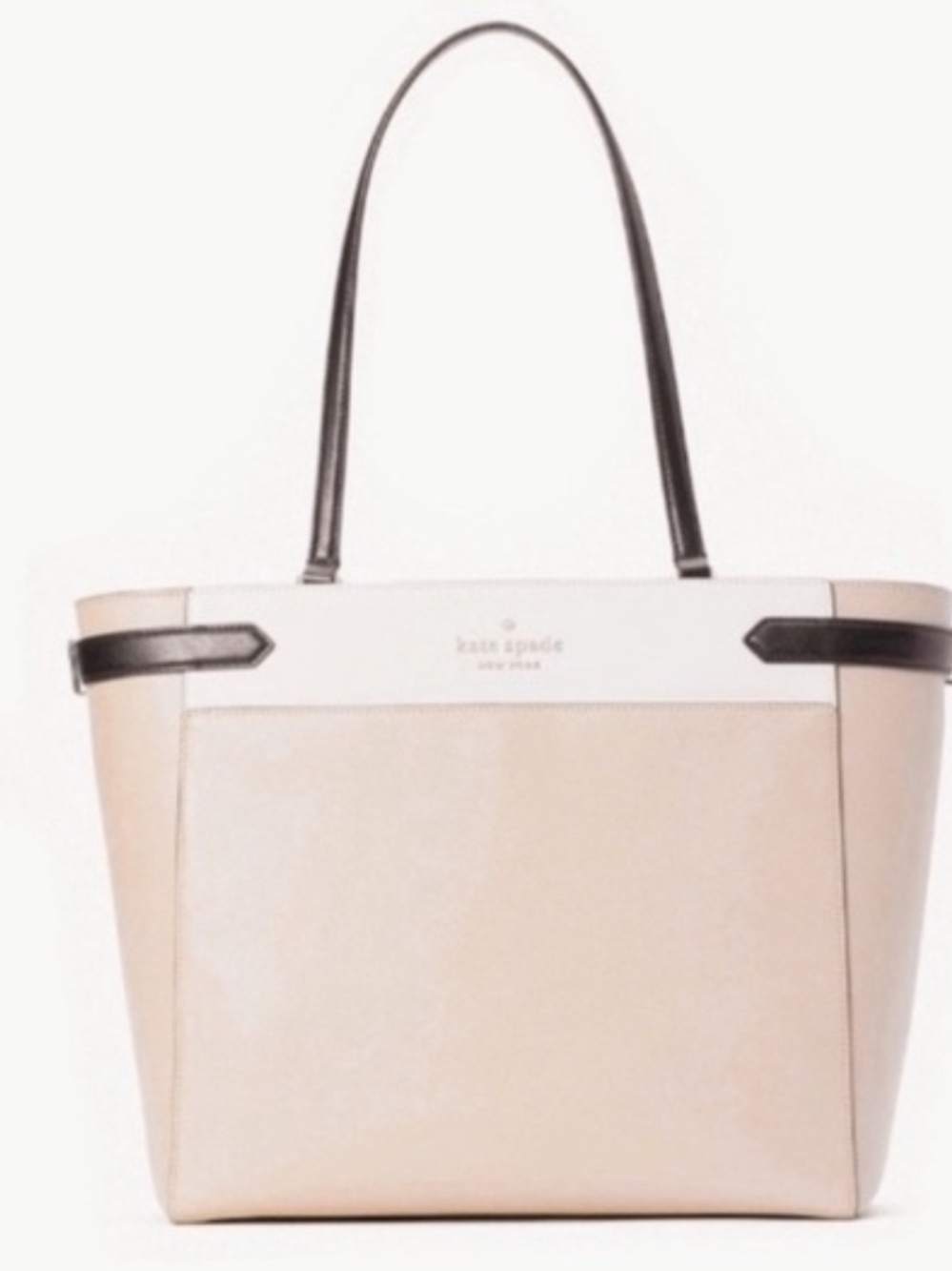 Kate Spade Staci Saffiano Color Block Large Laptop Carryall Tote-  Beige NWOT